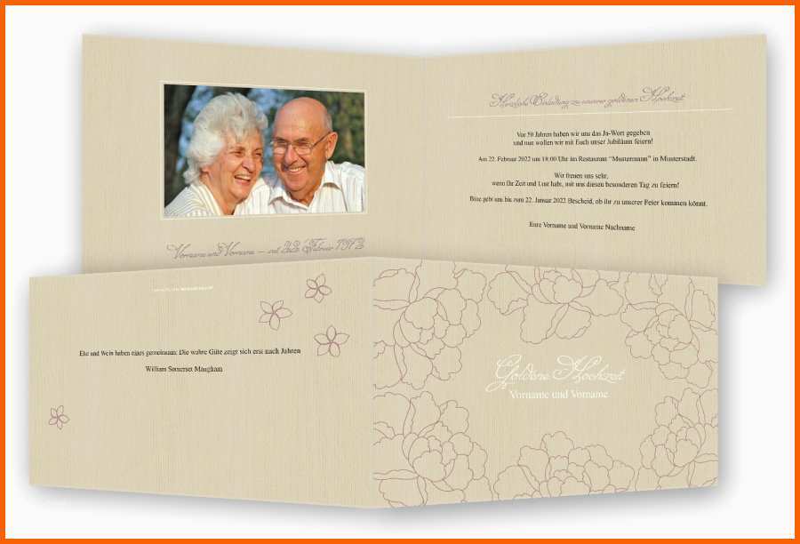 vorlage goldene hochzeit einladung