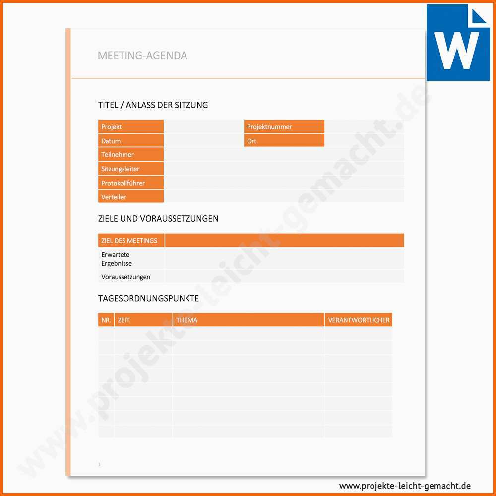 Unvergesslich Vorlage Meeting Agenda