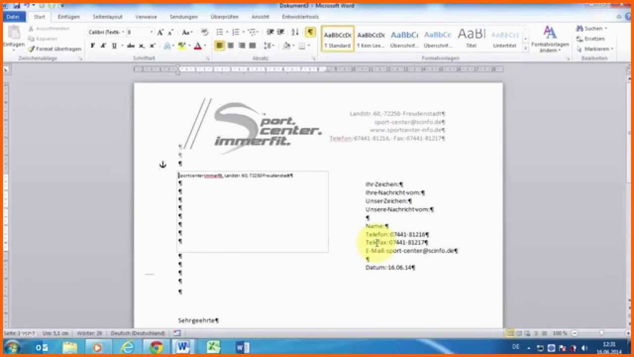 Unvergesslich Word 2010 Geschäftliche & Private Din Briefe 5008