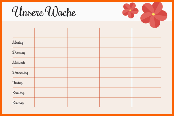 Unvergleichlich 12 Wochenarbeitsplan Vorlage