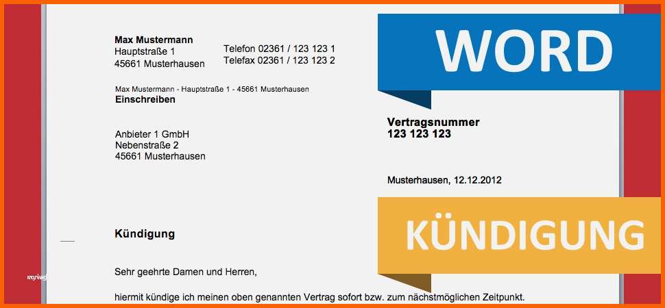 Unvergleichlich 20 Wunderbar Versicherung Kündigen Vorlage Word Vorräte