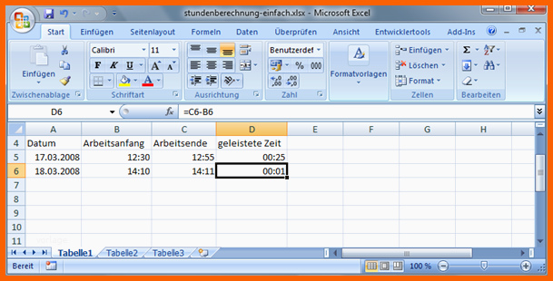 Unvergleichlich Berechnungen Mit Zeiten In Excel Durchführen Bsp