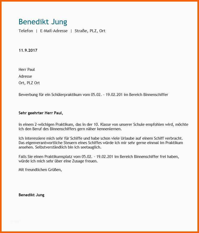 Unvergleichlich Bewerbung Für Das Schülerpraktikum Muster Und Tipps