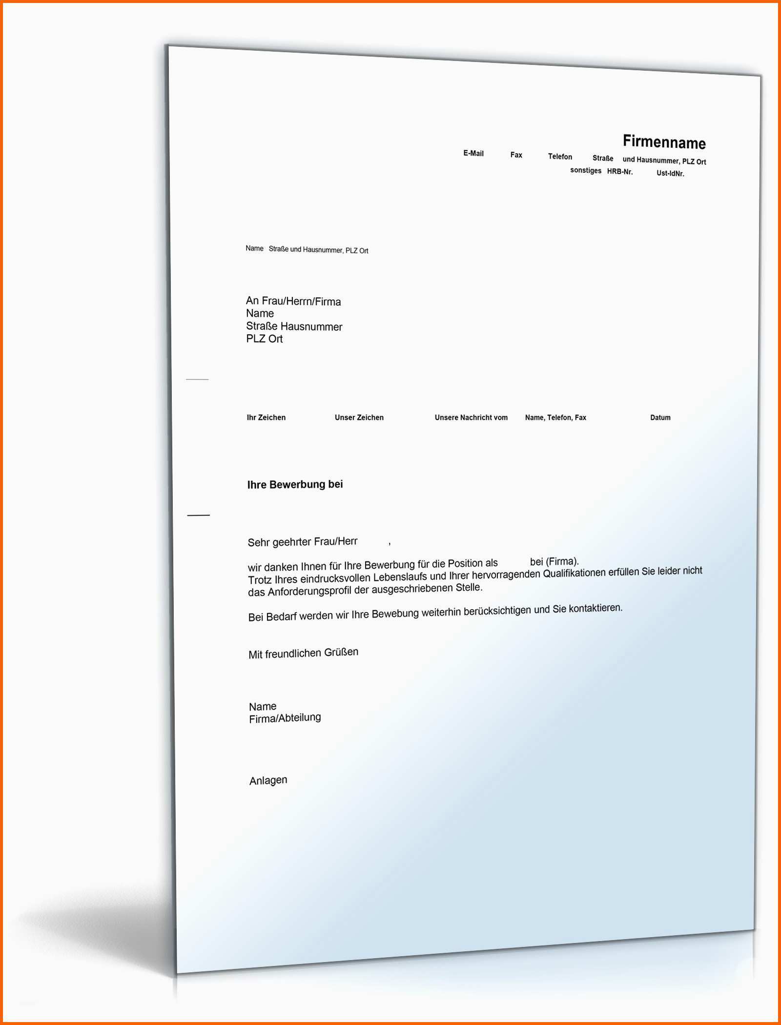 Unvergleichlich Bewerbungsabsage Englisch Deutsch