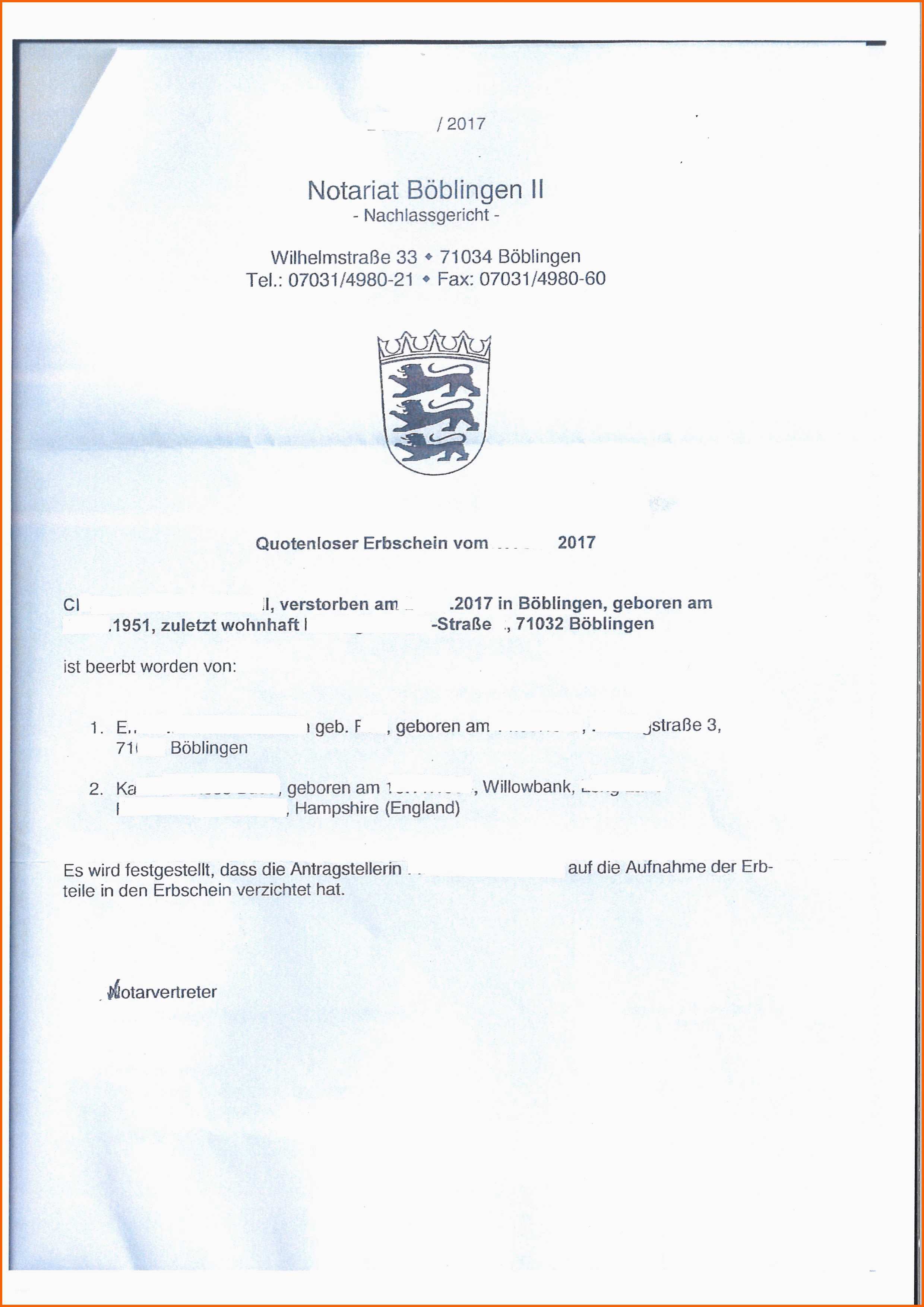 Unvergleichlich Die Fabelhaften Gemeinschaftlicher Erbschein Muster