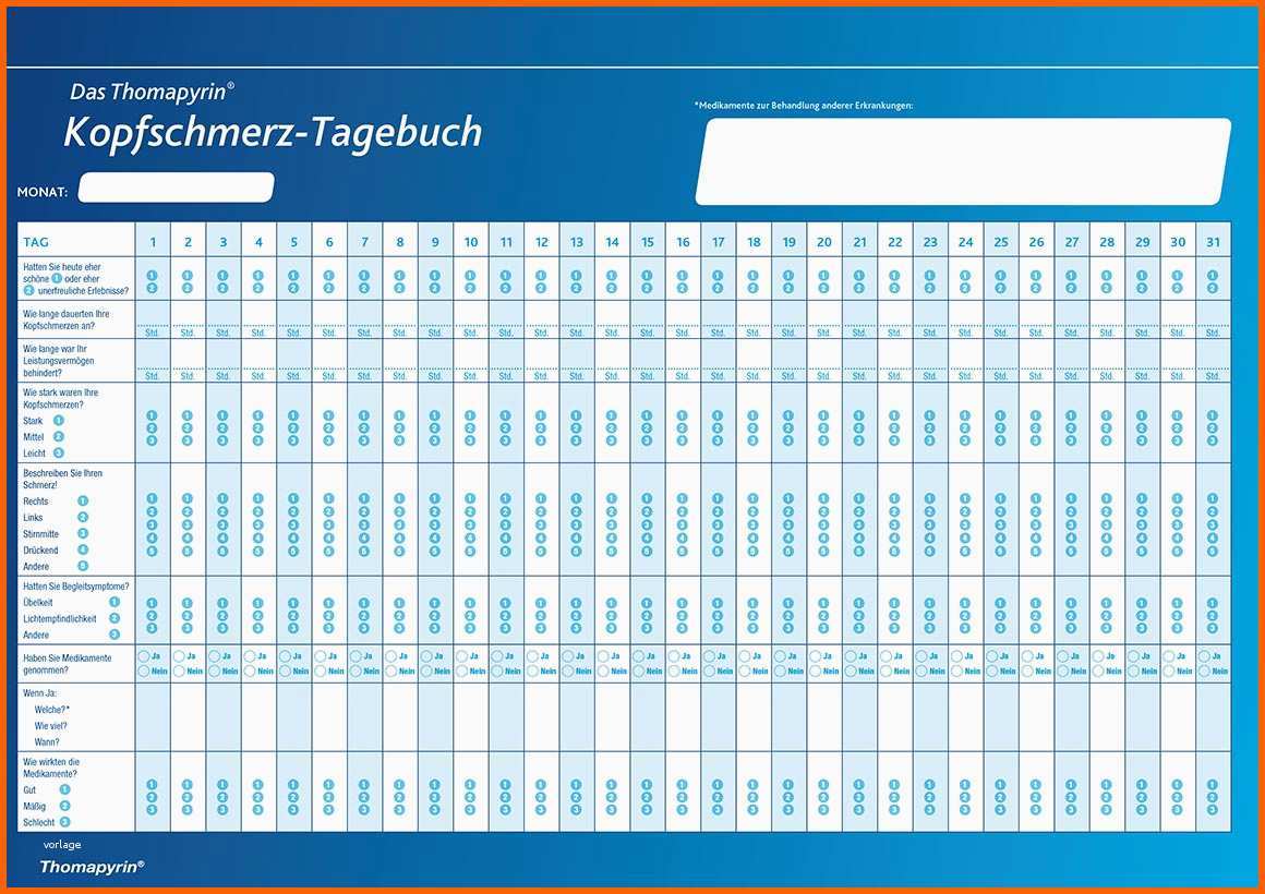 Unvergleichlich Kopfschmerzen Mit Dem Kopfschmerztagebuch Dokumentieren