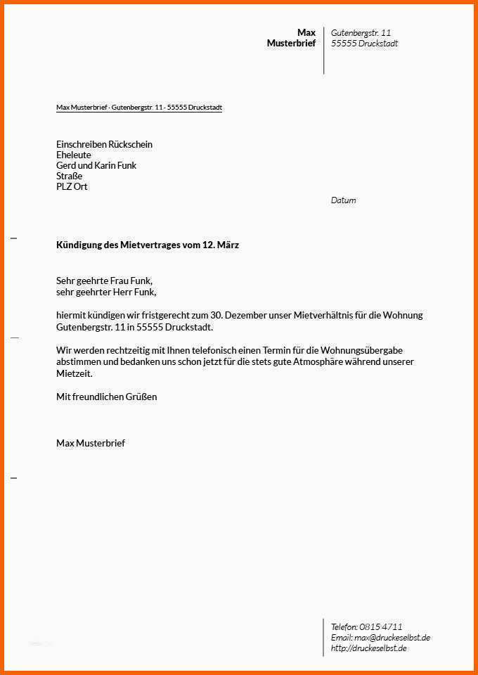 Unvergleichlich Kündigung Mietvertrag Vermieter Vorlage Pdf Genial Muster