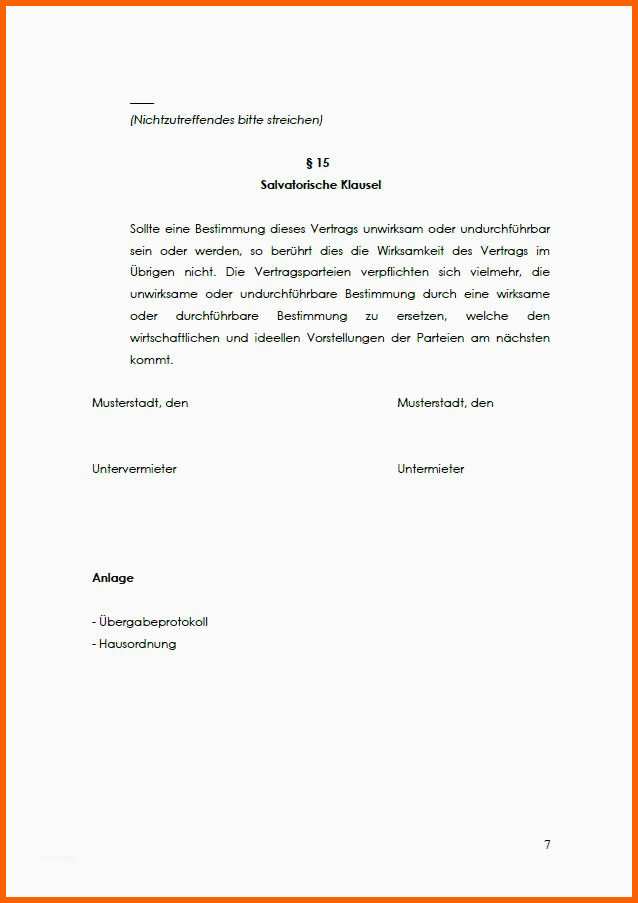 Unvergleichlich Kündigung Untermietvertrag Vorlage Kostenlos