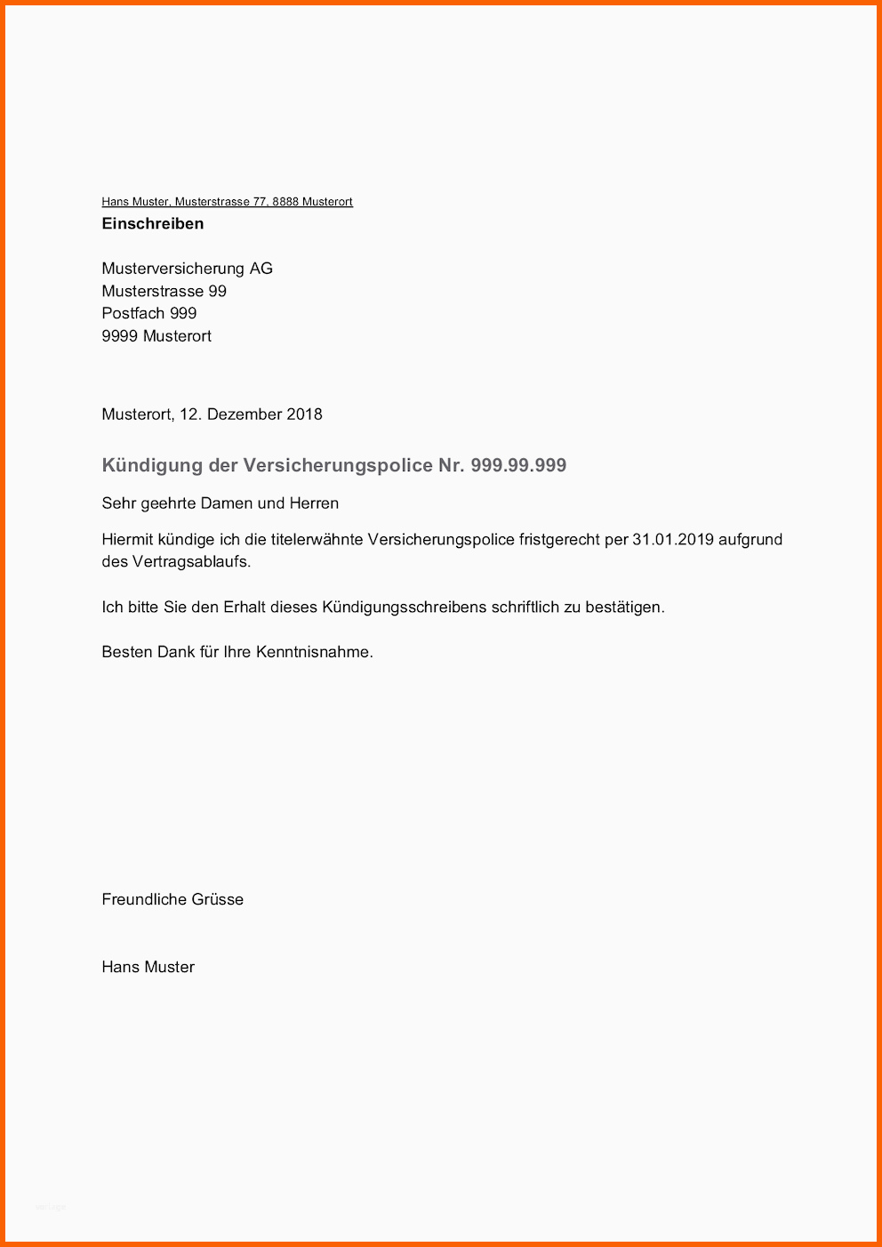 Unvergleichlich Kündigung Versicherung Vorlage Schweiz
