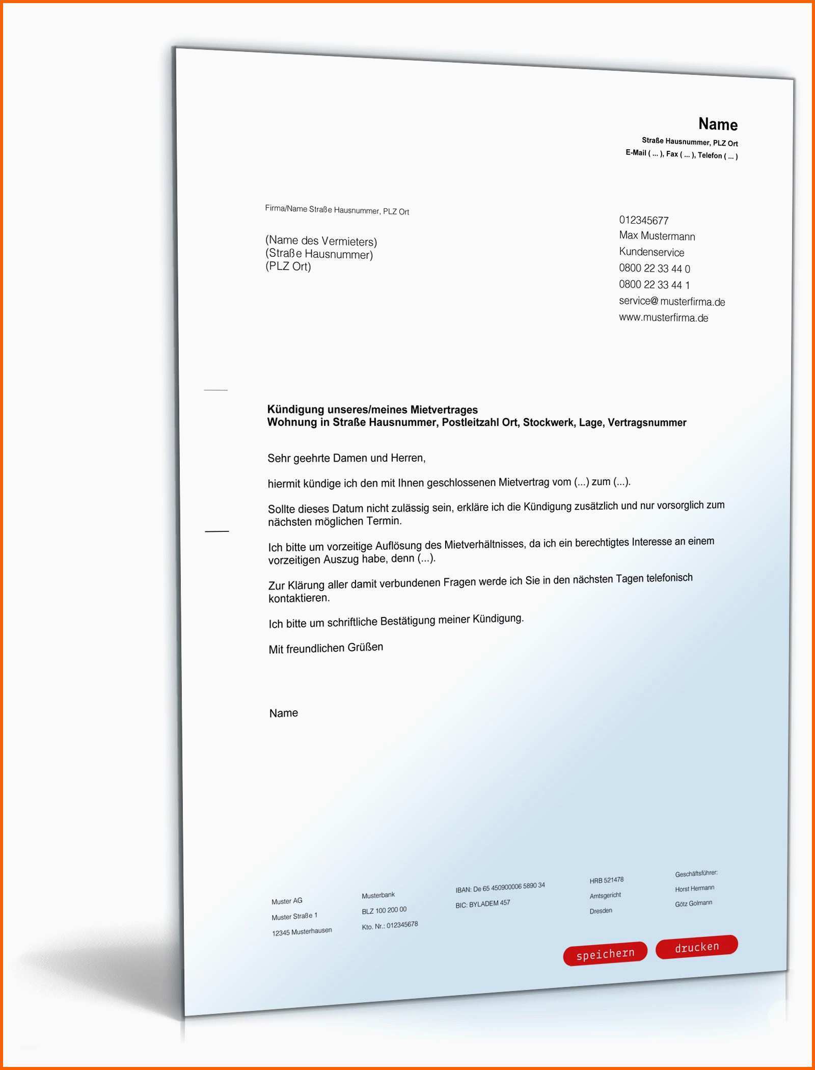 Unvergleichlich Kündigung Wohnung Vorlage Kaution