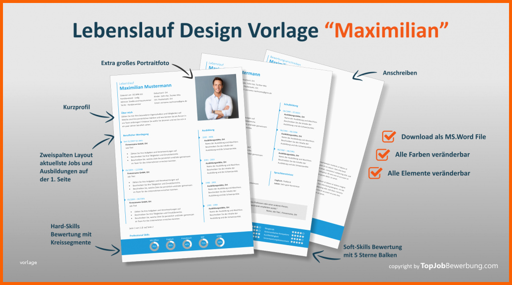 Unvergleichlich Lebenslauf Design Vorlage Professionelle Bewerbung 2018