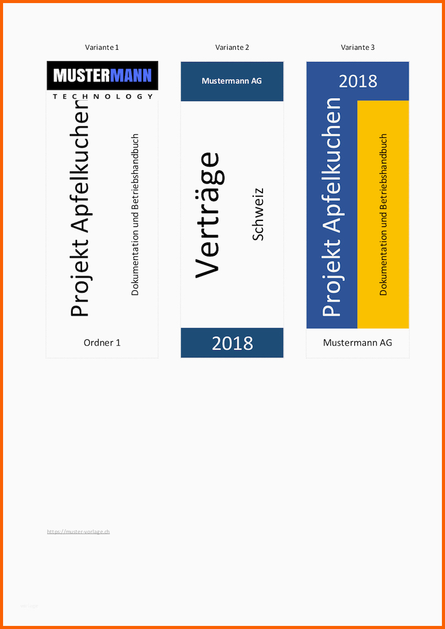 Unvergleichlich ordnerrücken Vorlage Excel & Word