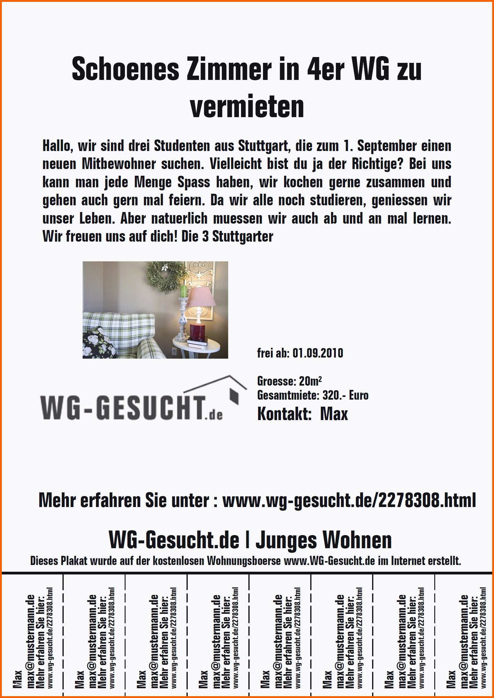 Unvergleichlich Unglaubliche Wohnungsanzeige Vorlage