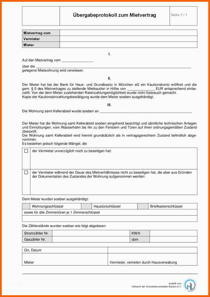 Unvergleichlich Wohnungsübergabeprotokoll – formular Zum Kostenlosen