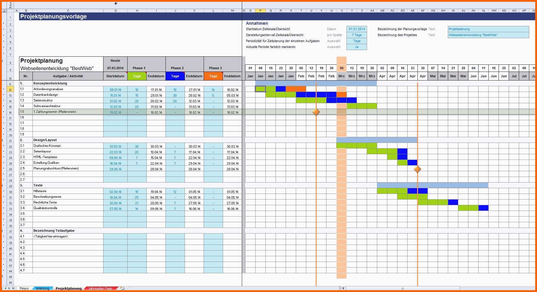 12 excel zeitplan vorlage