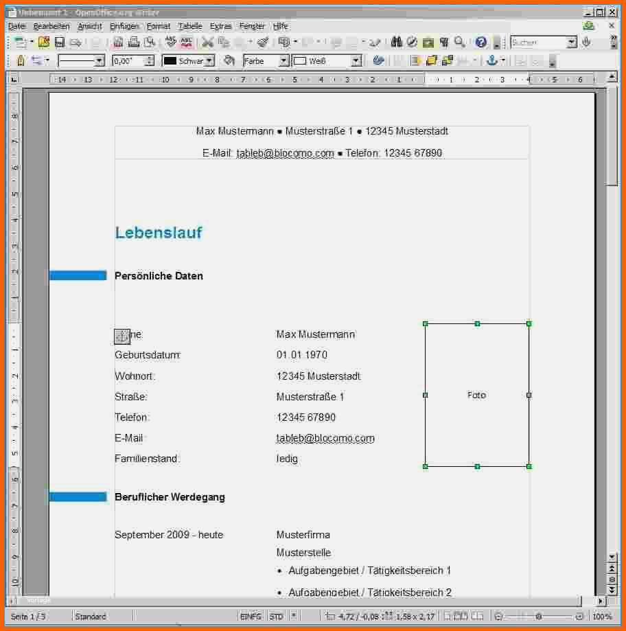 Wunderbar 18 Lebenslauf Vorlage Openoffice