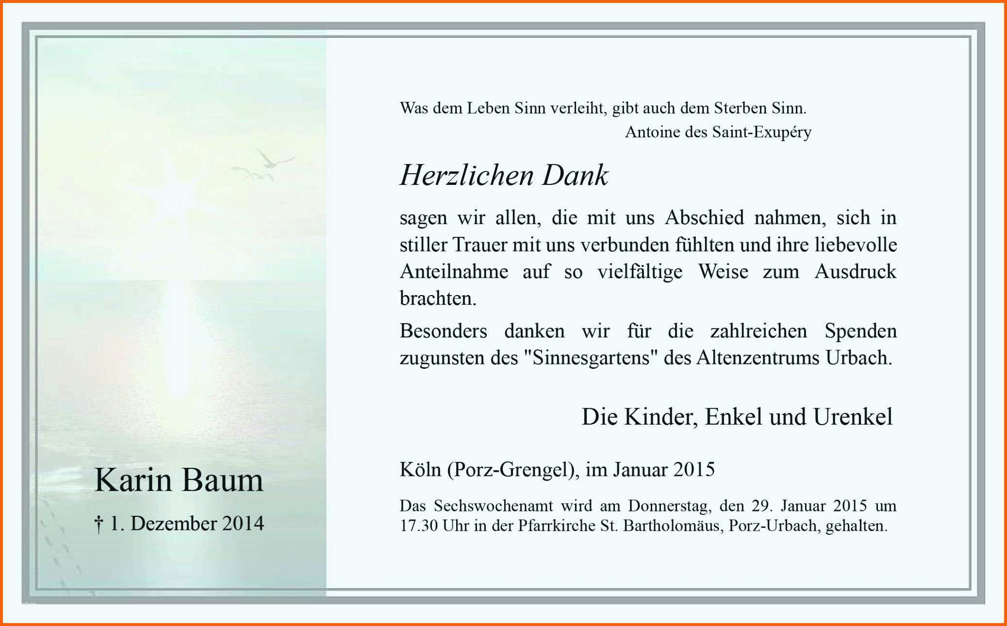 Wunderbar 18 Trauerkarte Schreiben Vorlage