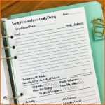 Wunderbar A5 Weight Watchers Daily Diary Printed Planner Insert Smart