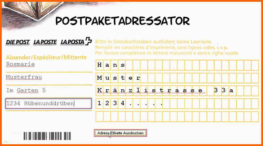 Wunderbar Adressetiketten Drucken Post 28 Images Reisegep 228 Ck
