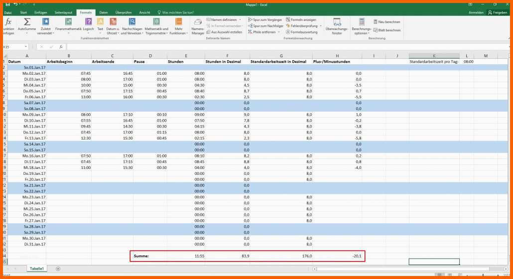 Wunderbar Arbeitszeitkonto Excel Vorlage Niedliche Mitarbeiter