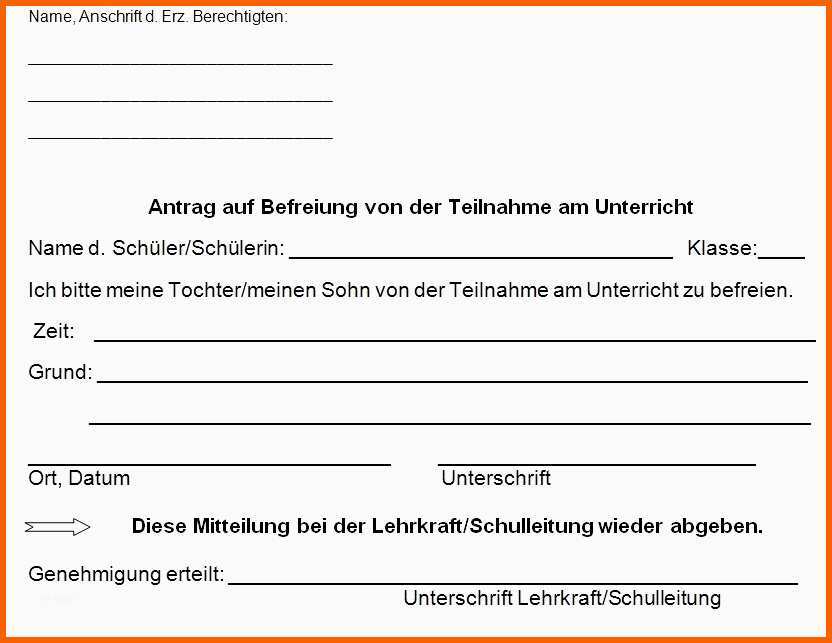 Wunderbar Best 27 Illustrationbefreiung Vom Unterricht Vorlage