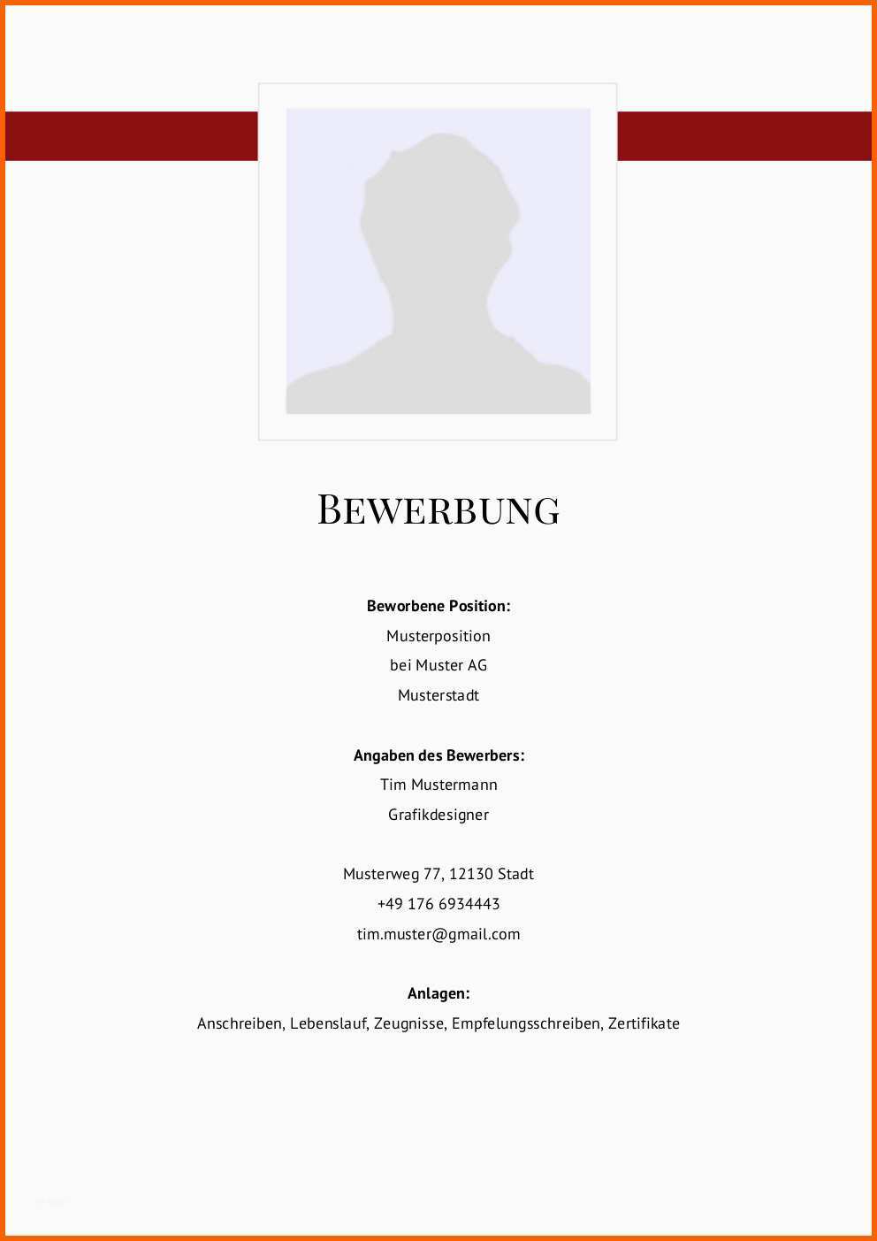 Wunderbar Bewerbung Deckblatt Muster Vorlage 11