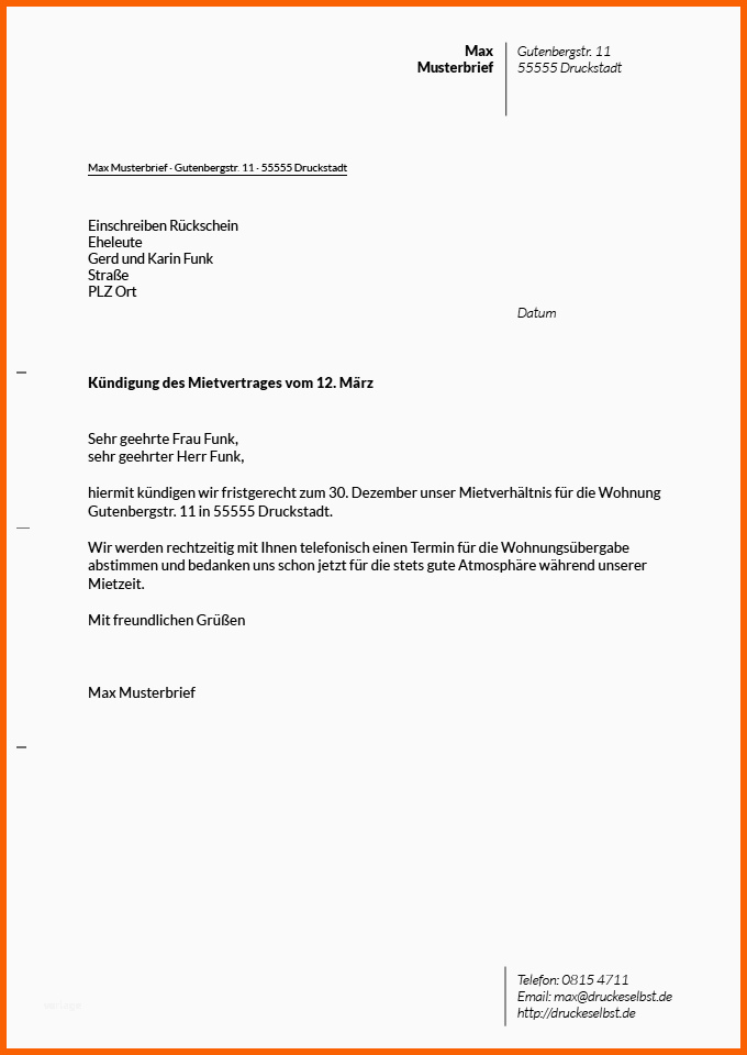 Wunderbar Drucke Selbst Kostenlose Vorlagen Für Kündigungsschreiben