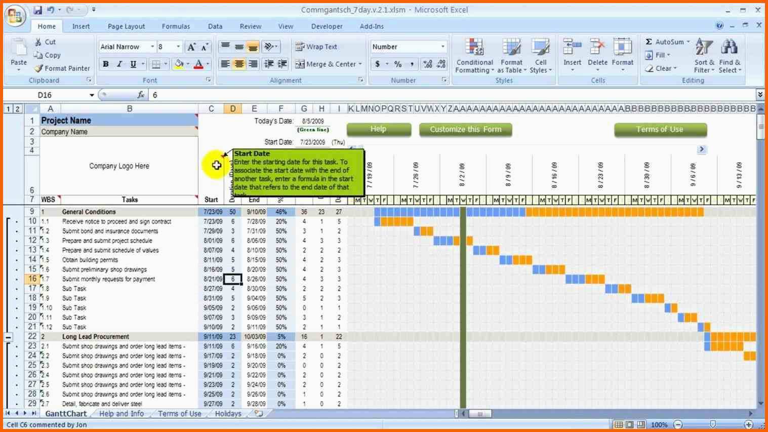 Wunderbar Excel Vorlage Gantt Chart – De Excel