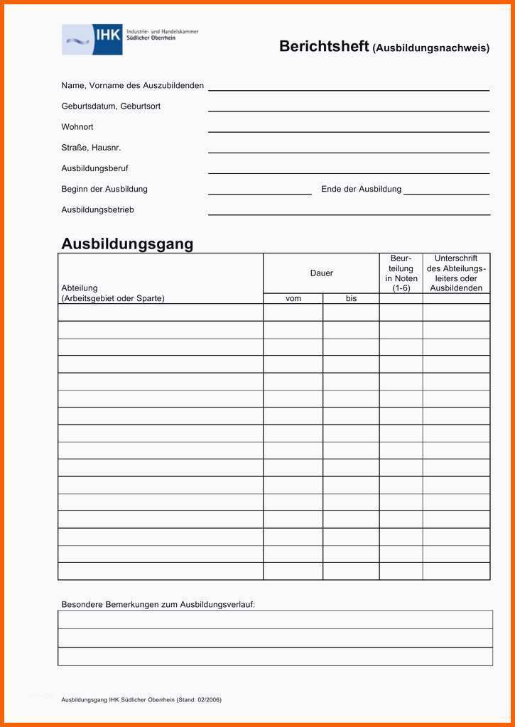 Wunderbar Inspirierende Berichtsheft Vorlage Ihk Download