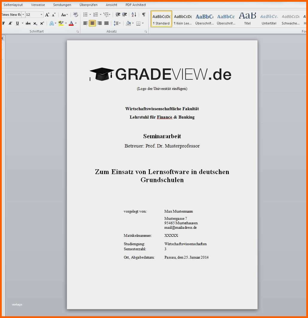 Wunderbar Jura Hausarbeit Vorlage Word Elegant Vorlage Für Das