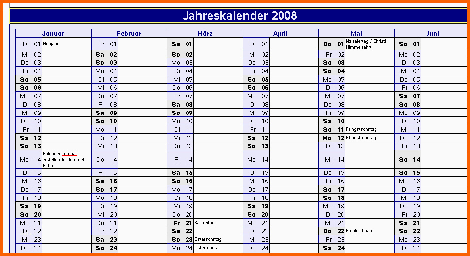 Wunderbar Kalender Vorlage Erstellen Ganz Einfach