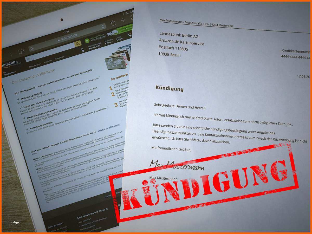 Wunderbar Kündigung Kreditkarte Vorlage – Kostenlos Vorlagen