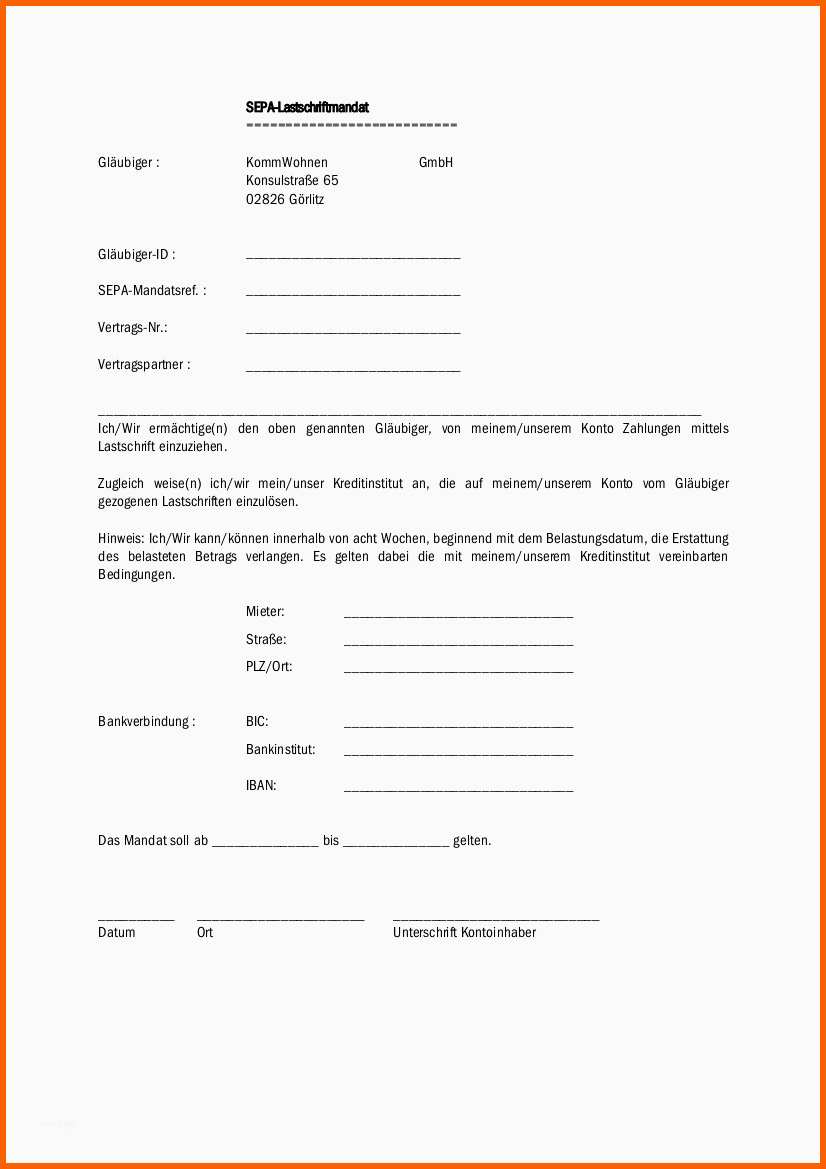 Wunderbar Kündigung Sepa Lastschriftmandat Vorlage Erstaunlich