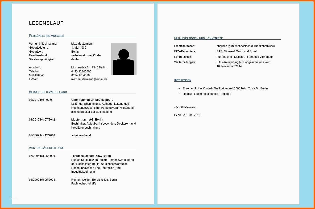 lebenslauf vorlage openoffice kostenlos