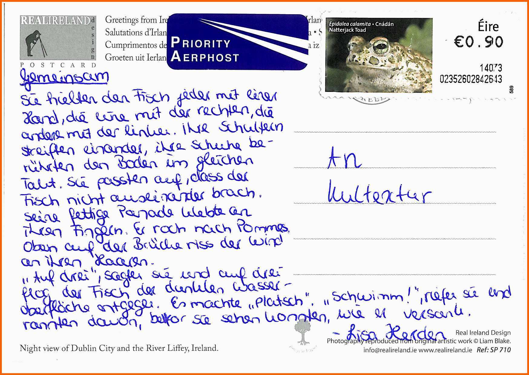 Wunderbar Postkarte Schreiben Vorlage – Various Vorlagen