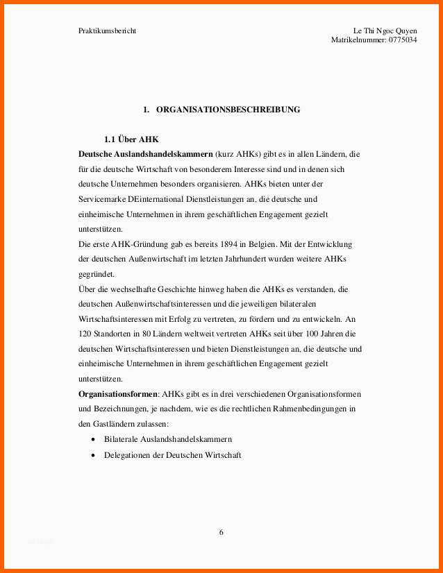 Wunderbar Praktikumsbericht Ahk Hcmc