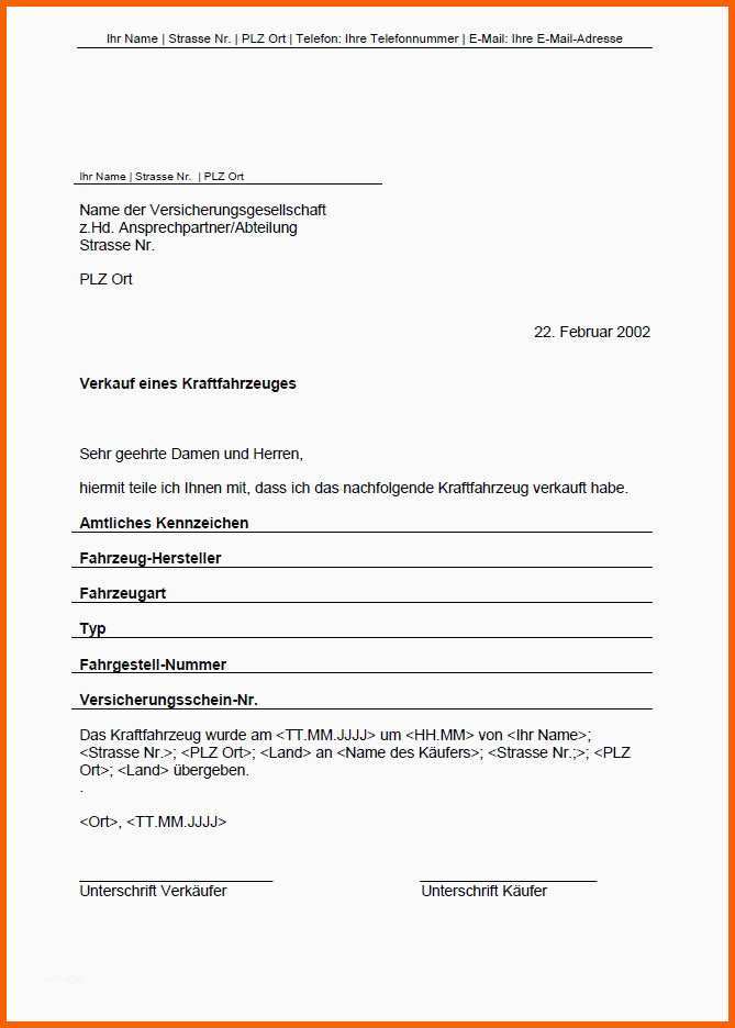 Wunderbar Schreiben An Kfz Versicherung Vorlage Zum Download