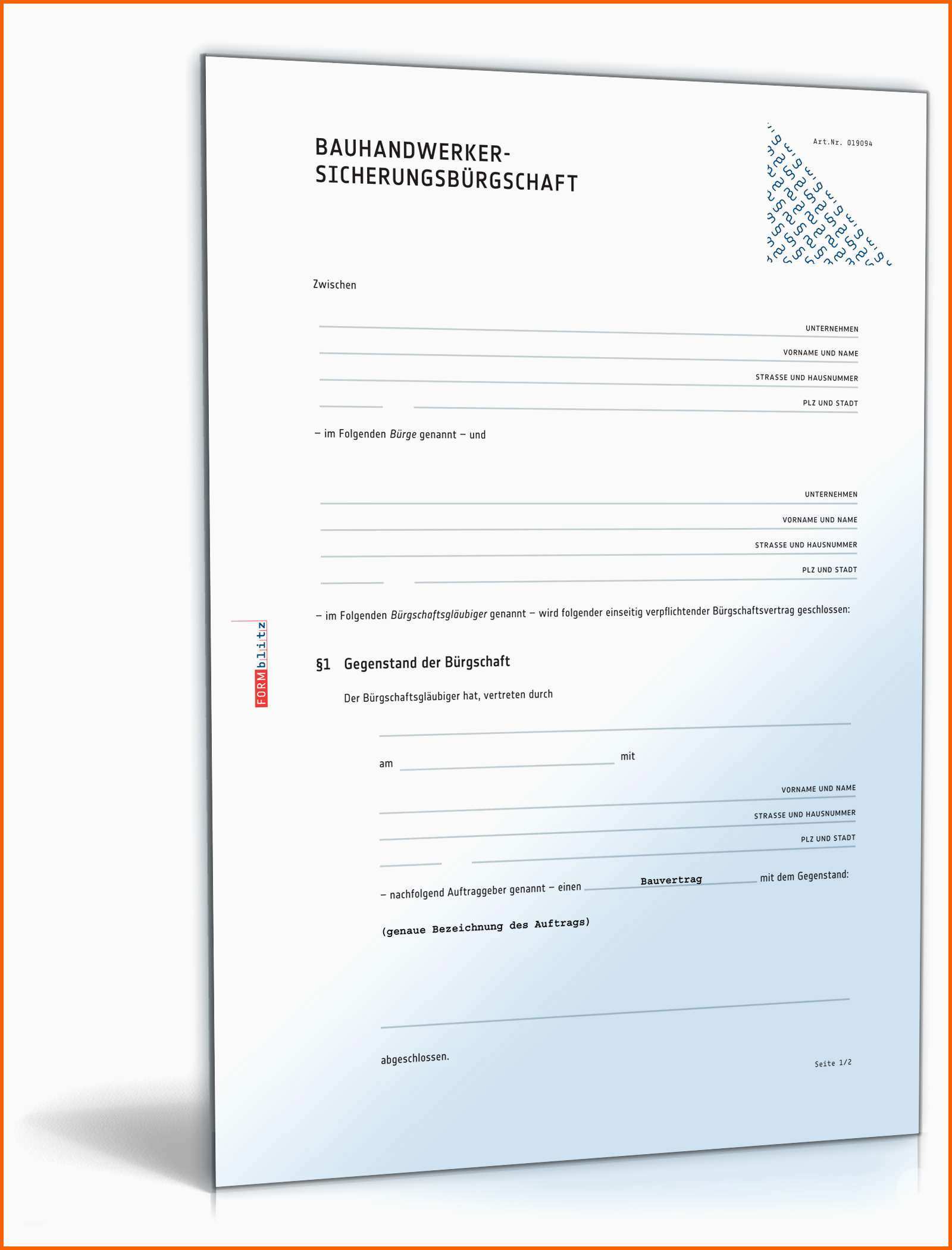 Wunderbar Sicherungsbürgschaft Bauhandwerk Muster Vorlage Zum