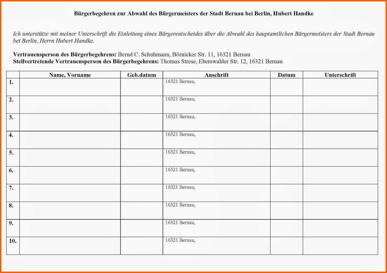 Wunderbar Unterschriften Sammeln Vorlage – Download Vorlagen
