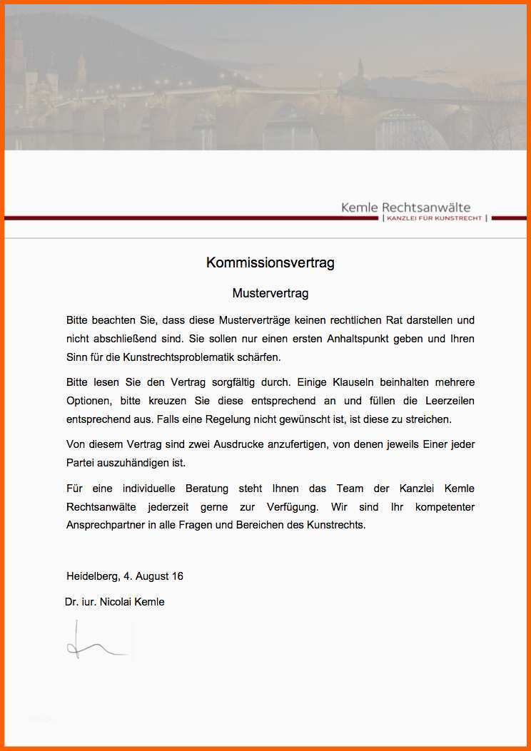 Wunderbar Verträge Kommissionsvertrag Kunstwerk