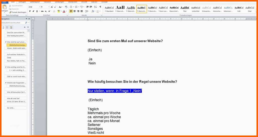 Wunderbar Vorlage Fragebogen Word – Various Vorlagen