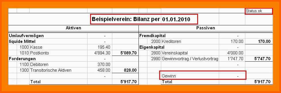 Wunderschönen 15 Eröffnungsbilanz Vorlage