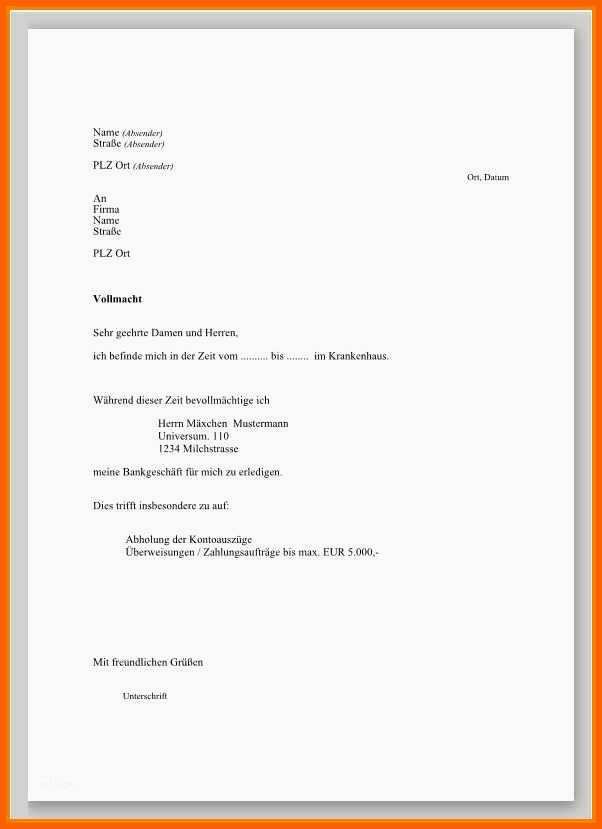 Wunderschönen 16 Vollmacht Muster Abholung | Kostenlos ...