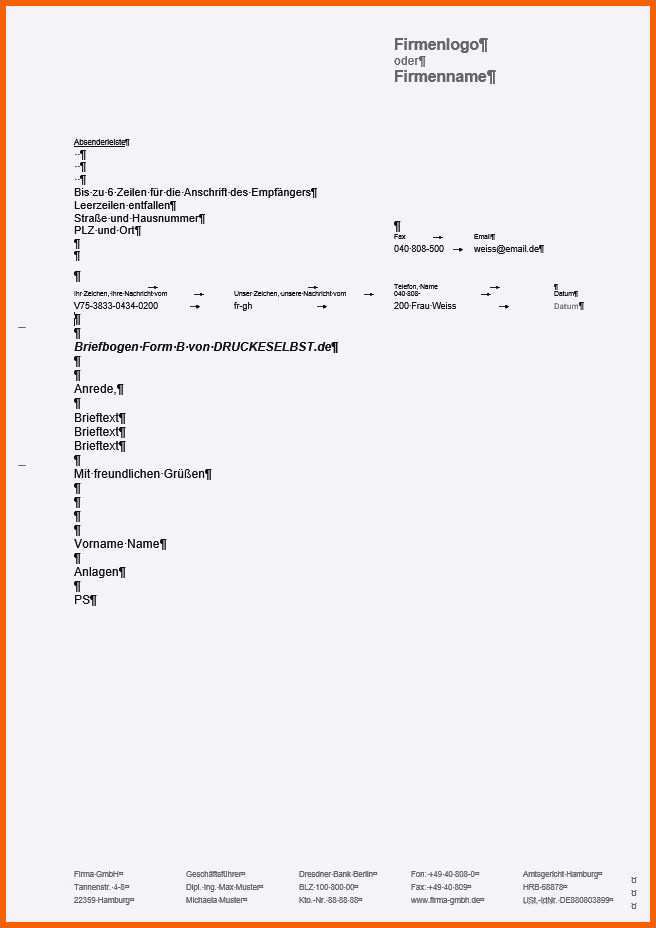 Wunderschönen 17 Privater Geschäftsbrief Vorlage Word
