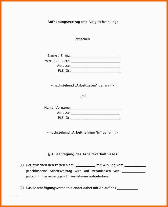 Wunderschönen 20 Aufhebungsvertrag Schreiben Muster