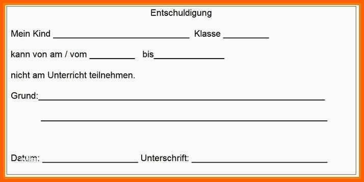 Schulentschuldigung Vorlage Zum Ausdrucken