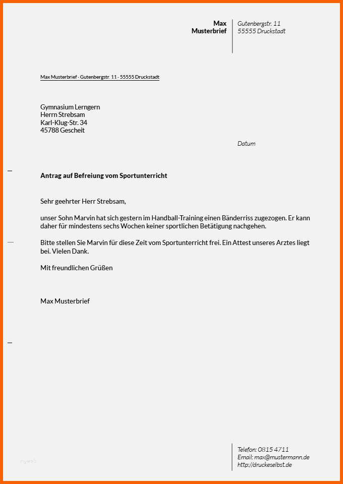 Wunderschönen Antrag Schulbefreiung Vorlage Schön Vorlage Schulbefreiung