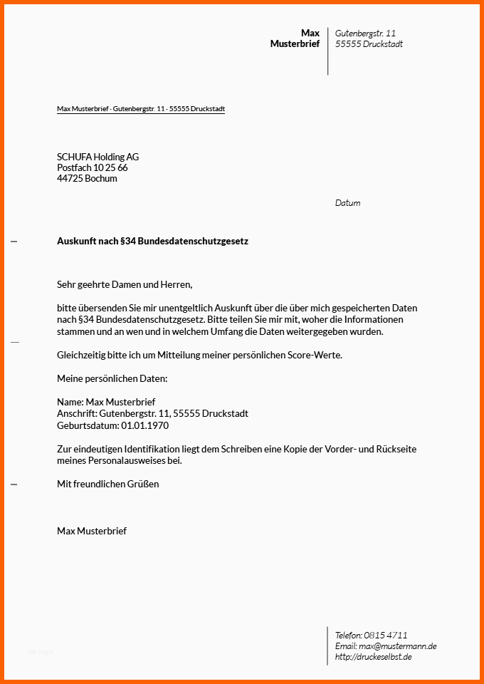Wunderschönen Drucke Selbst Musterbrief Fr Eine Kostenlose Schufa
