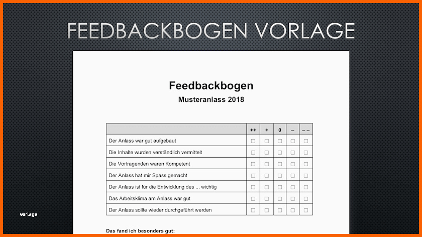 Wunderschönen Feedbackbogen Vorlage Im Word format