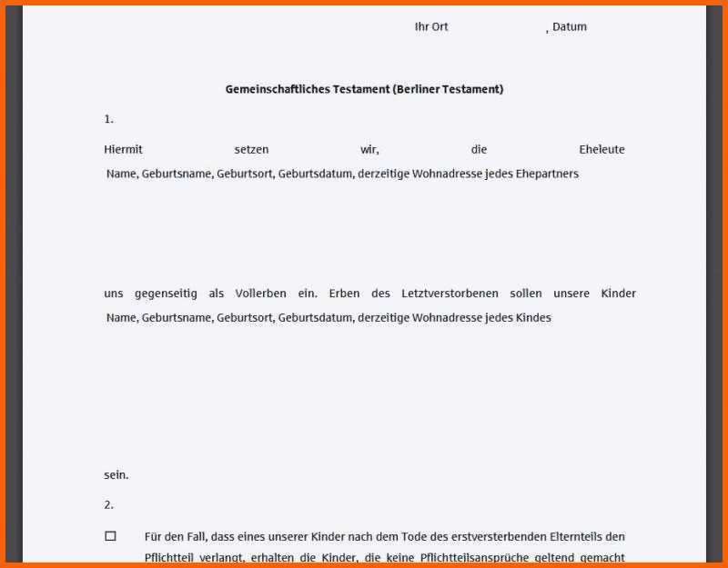 Wunderschönen Gemeinschaftlicher Erbschein Muster